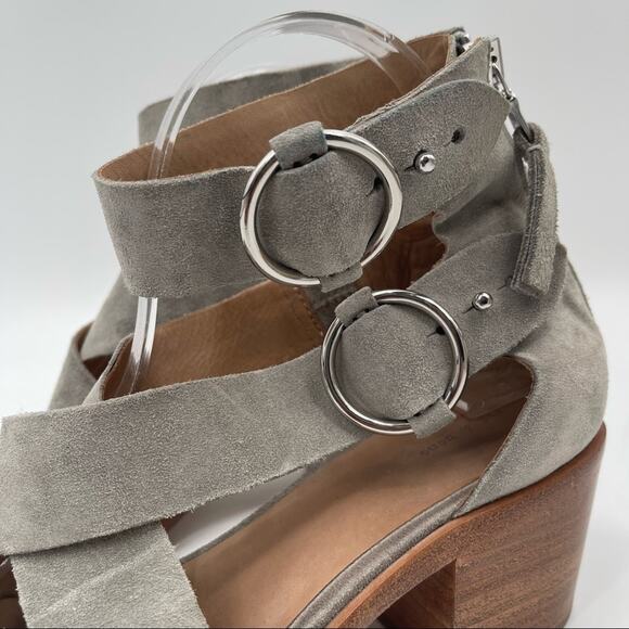 RAG & BONE Mari Block Heel Sandal Gray/Taupe Zipper & Buckle Size 39.5 US 9.5 - Picture 2 of 16